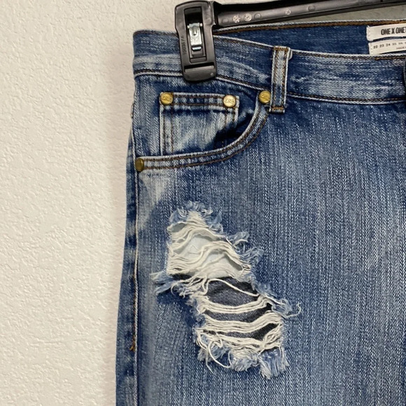 One Teaspoon Awesome Baggies Distressed Jeans Straight Leg Size 28 - Picture 7 of 12